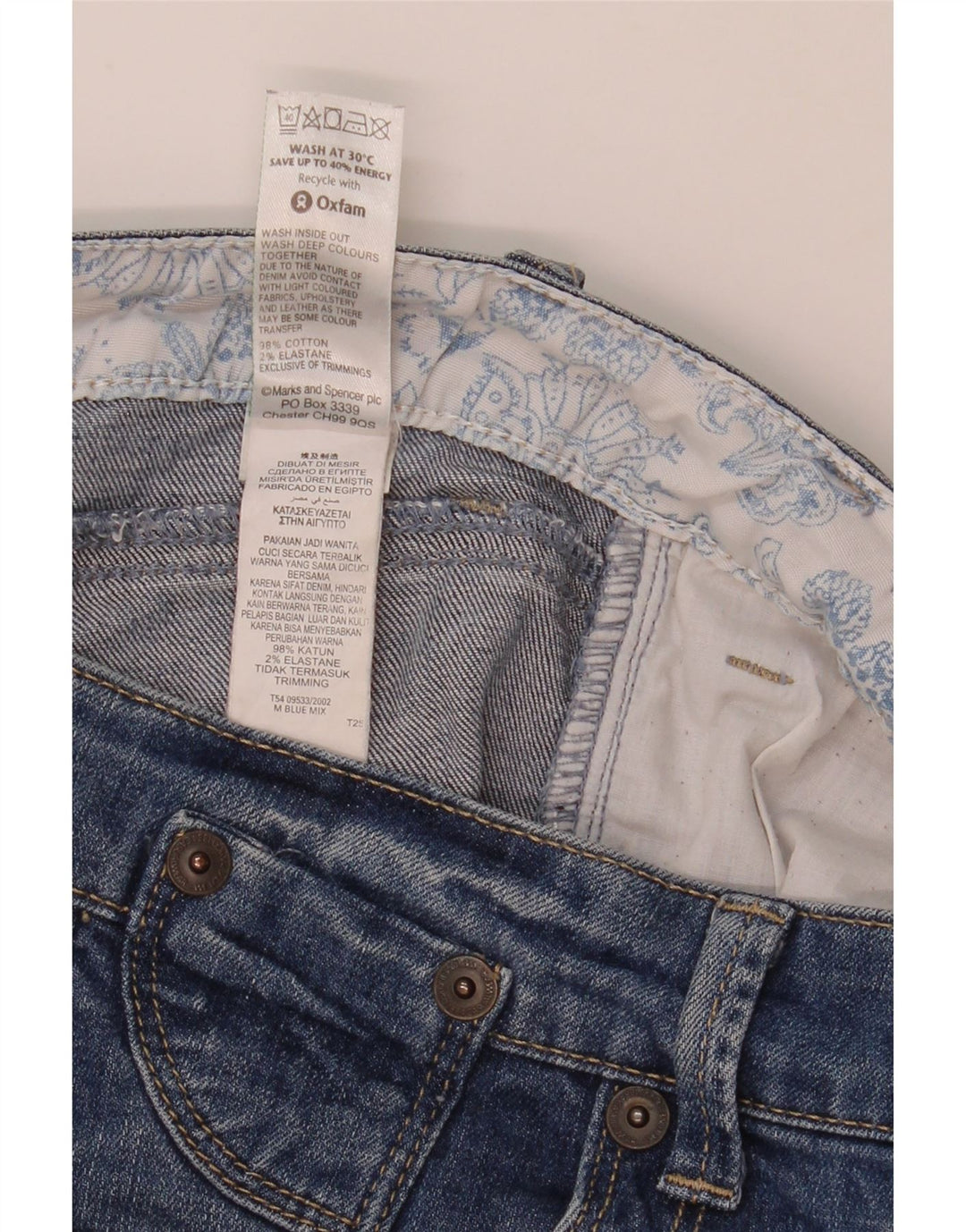 Marks & Spencer Herren Denim Shorts UK 12 Medium W32 Blaue Baumwolle