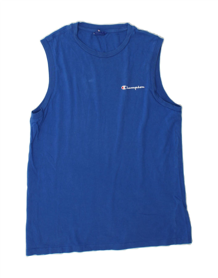 CHAMPION Mens Vest Top Small Blue Cotton Vintage Champion and Second-Hand Champion from Messina Hembry 