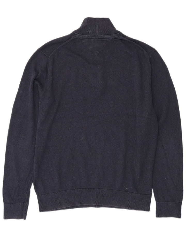 Tommy Hilfiger Herren-Pullover mit Reißverschluss am Hals, große marineblaue Baumwolle