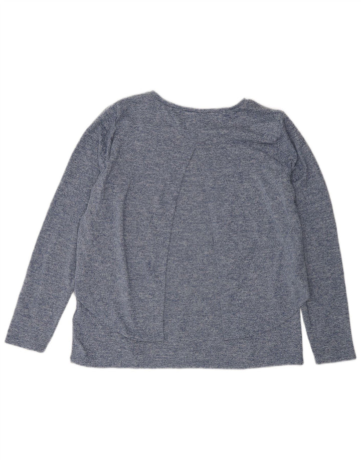 French Connection Damen-Oberteil, langärmelig, UK-Größe 44, Größe L, blau geflecktes Polyester
