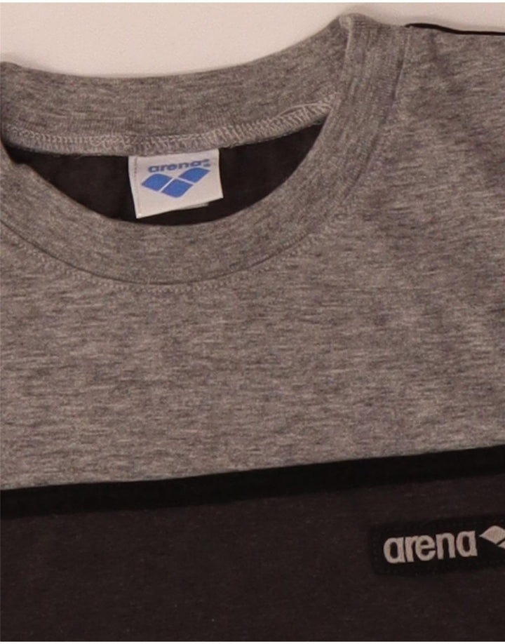 ARENA Herren-T-Shirt-Oberteil aus mittelgrauer Colourblock-Baumwolle