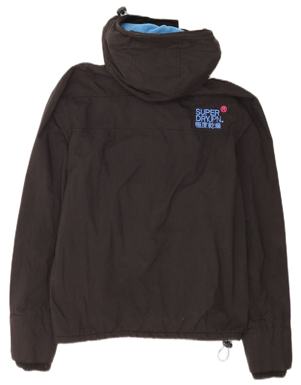 Superdry Damen Windcheater Kapuzen-Windjacke UK 14 Large Schwarz