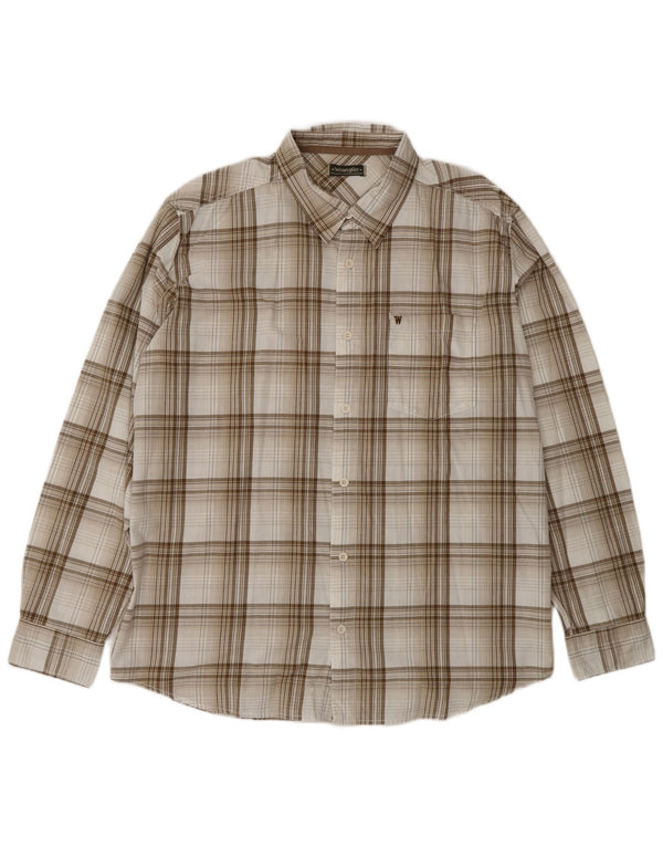 WRANGLER Herren Greensboro Hemd XL Beige Plaid Cotton Classic