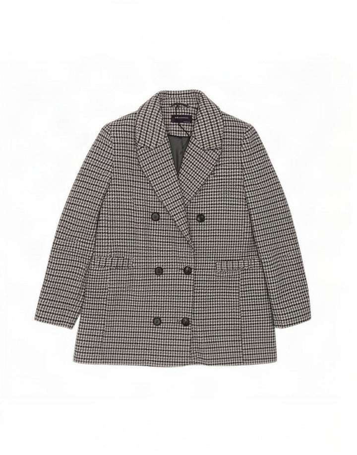 Marks & Spencer Zweireihiger Damenmantel UK 18 XL Grauer Hahnentritt
