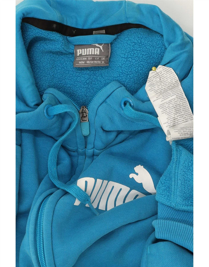 Puma Herren-Kapuzenpullover mit grafischem Reißverschluss, mittelblaue Baumwolle