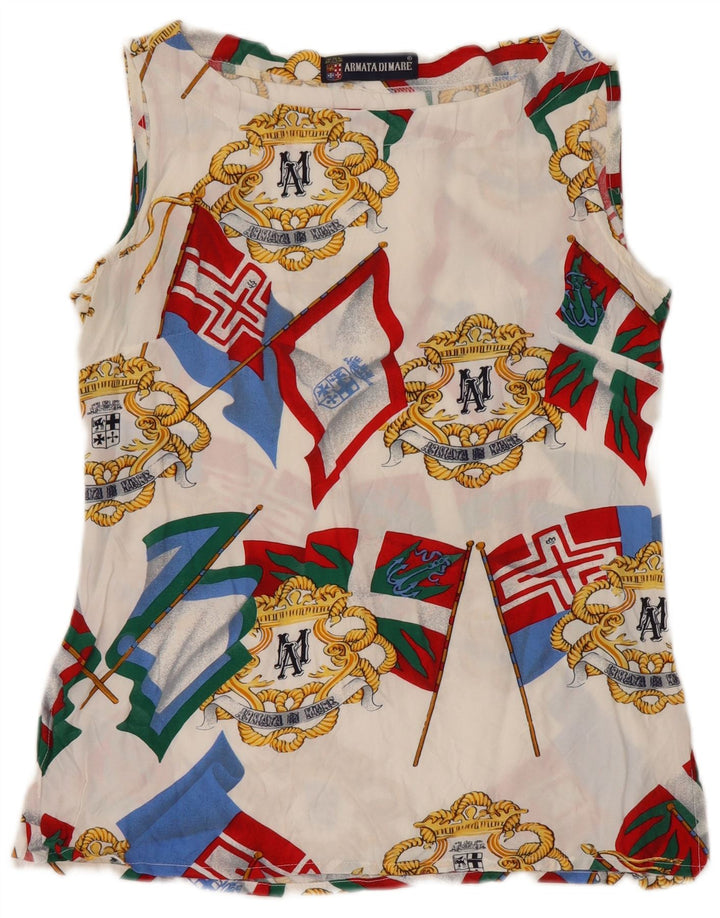 Armata Di Mare Damen-Blusenoberteil mit abstraktem Muster IT 44 Mittelweiß