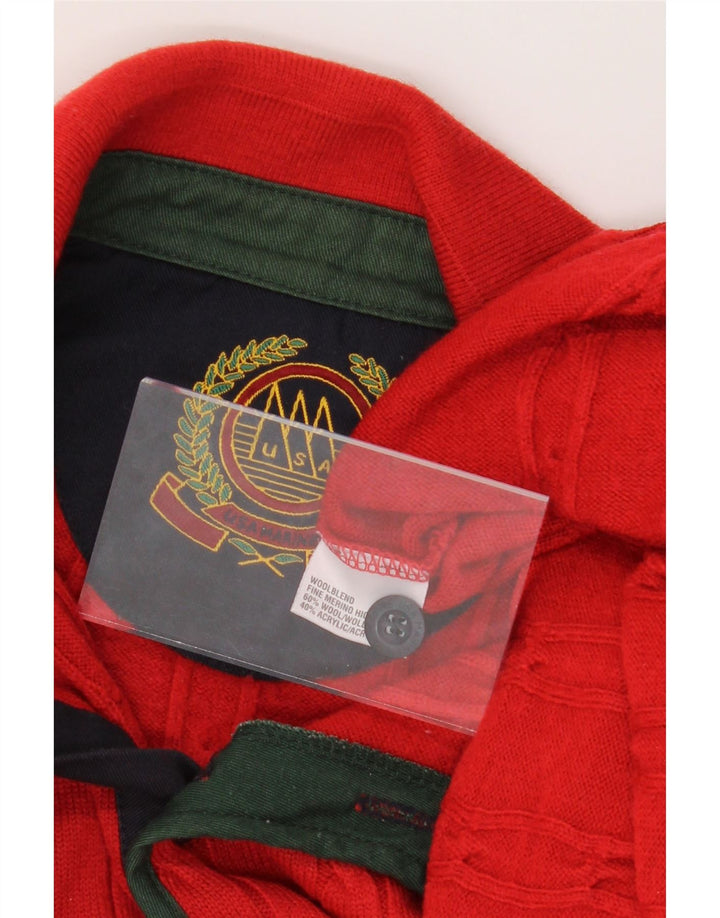 VINTAGE Mens Polo Neck Jumper Sweater Large Red Wool Vintage Vintage and Second-Hand Vintage from Messina Hembry 