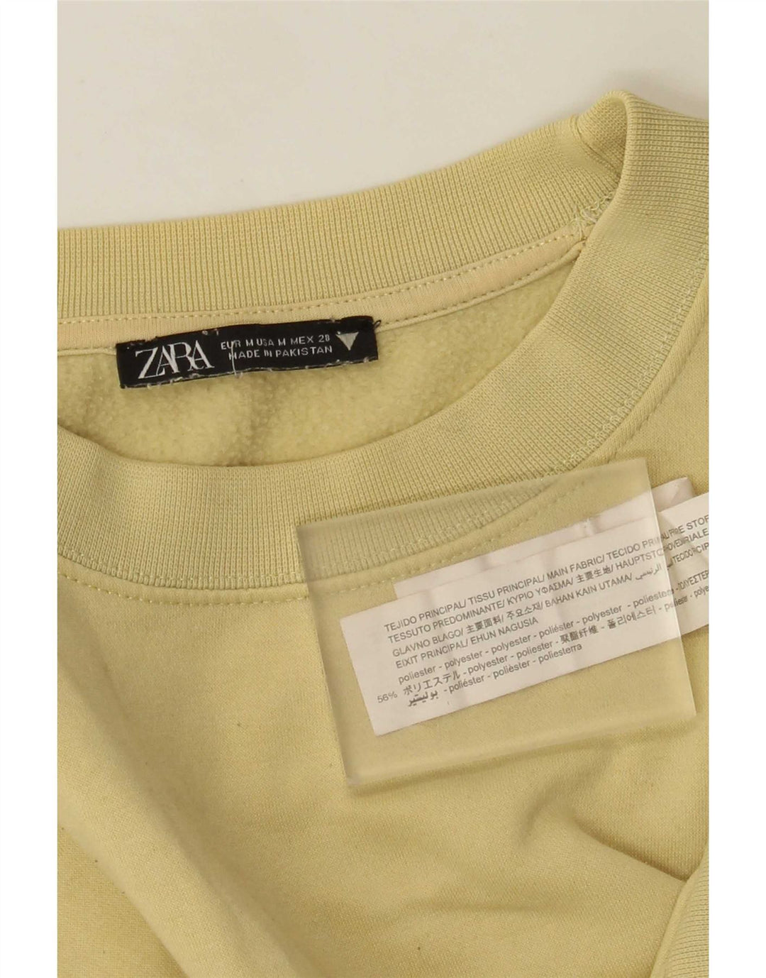 Zara Damen Crop Sweatshirt Pullover UK 14 Mittelgelbes Polyester