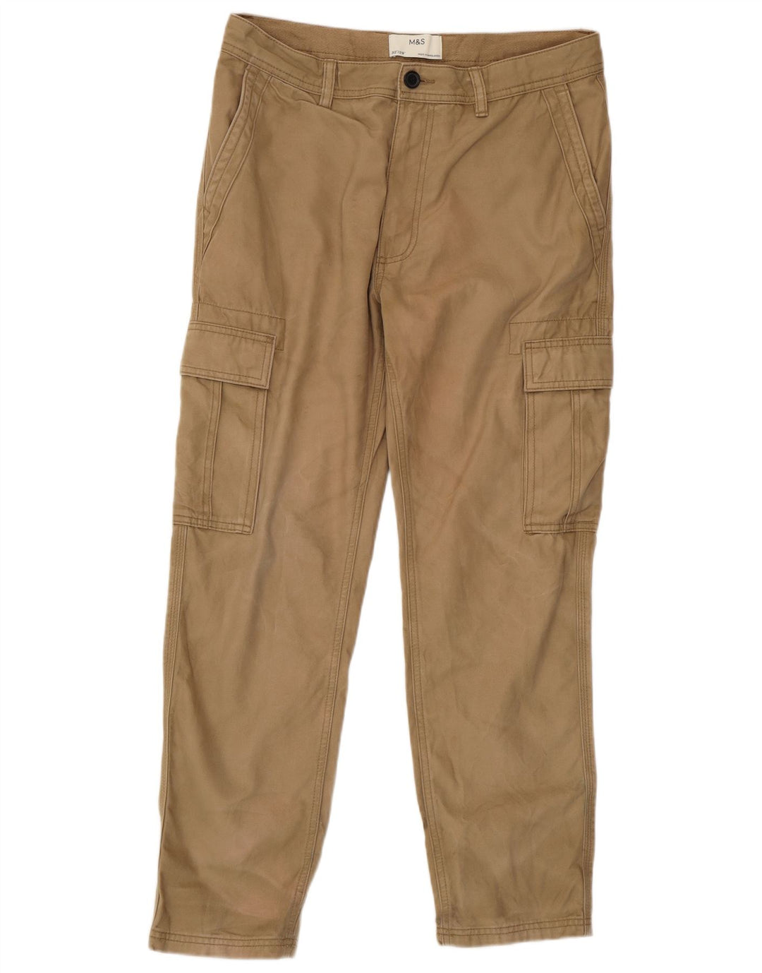 Gerade Herren-Cargohose von Marks & Spencer, W32, L29, Beige, Baumwolle