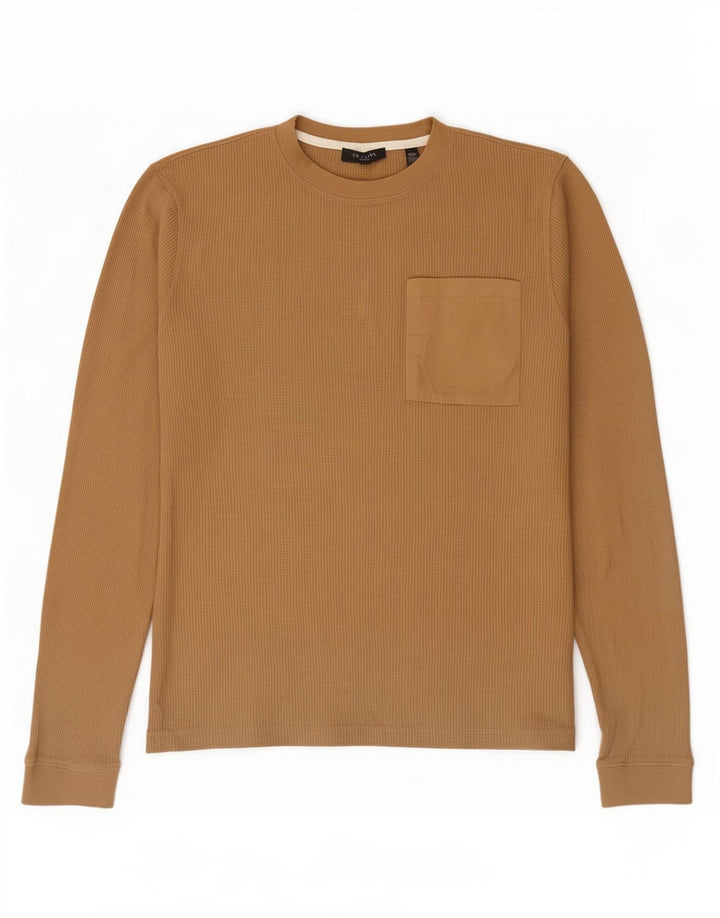 Ted Baker Herren-Top, langärmelig, Größe 3, mittelbeige Baumwolle