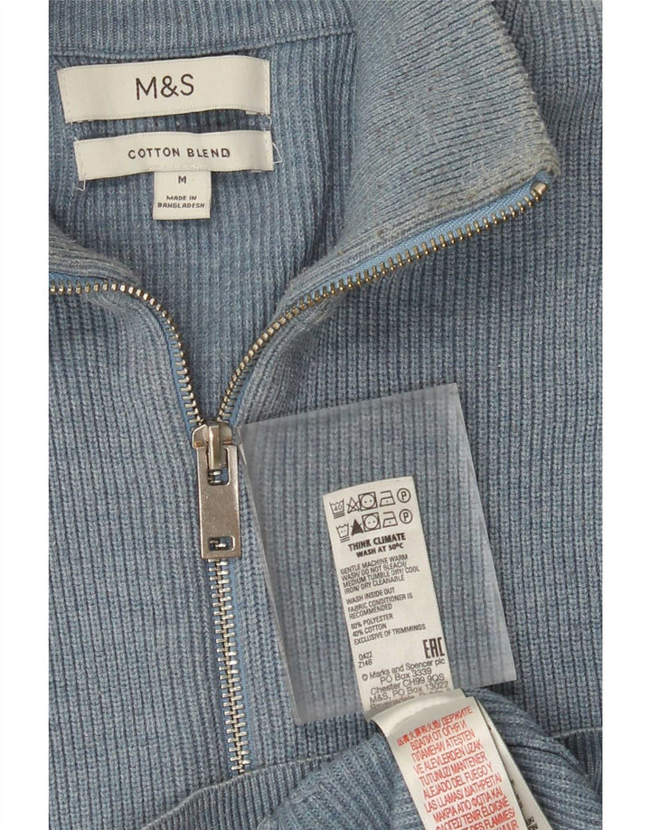 Marks & Spencer Herren-Strickjacke aus mittelblauem Polyester