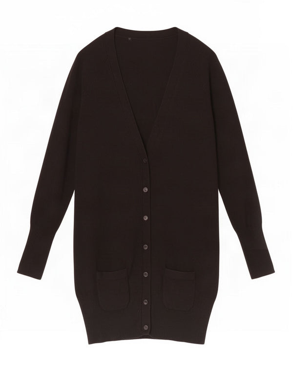 Zara Damen Longline-Cardigan-Pullover UK 12 Mittelschwarze Baumwolle