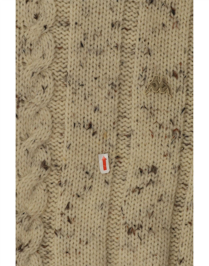 Kappa Herren-Pullover mit Rollkragen, groß, cremefarbene gesprenkelte Wolle