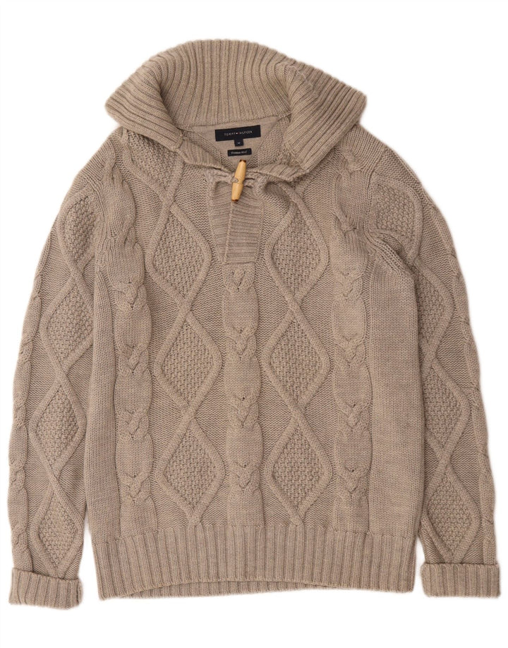 Tommy Hilfiger Herren-Pullover mit Rollkragen, mittelgraue Wolle