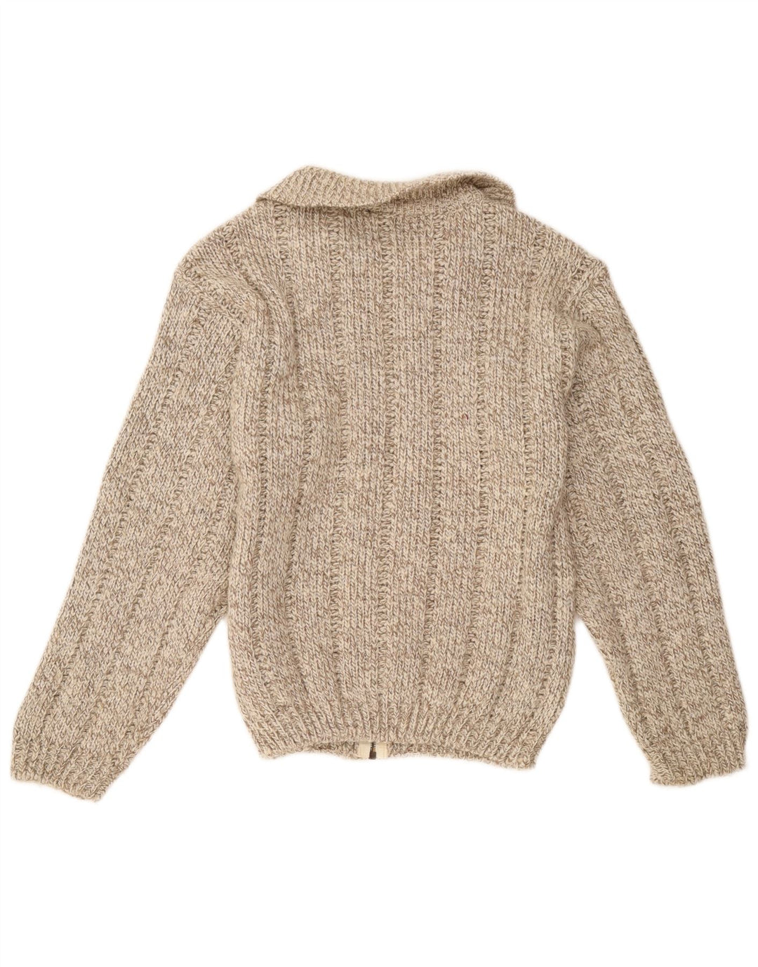 Vintage Damen Cardigan Pullover UK 14 Mittelbraun gefleckte Wolle
