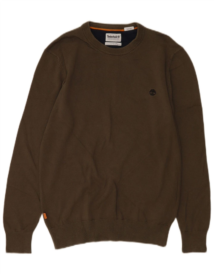 Timberland Herren-Pullover mit Rundhalsausschnitt, Größe S, Khaki, Baumwolle