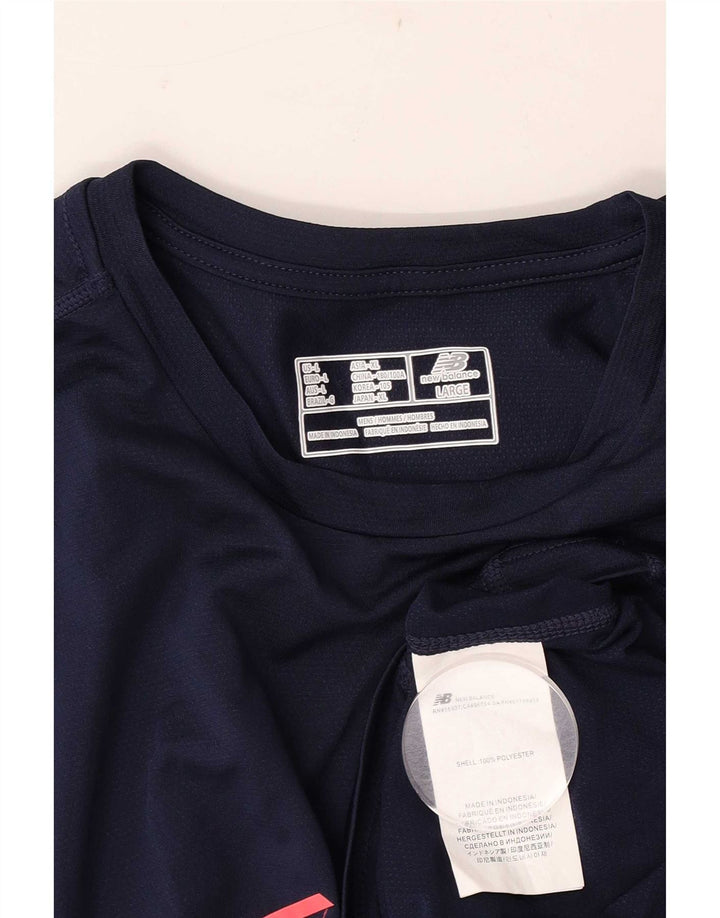 New Balance Herren Grafik-Top, langärmelig, groß, Marineblau, Polyester