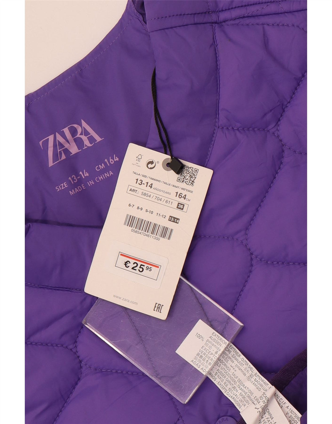 Zara Steppjacke für Mädchen, 13–14 Jahre, Lila, Polyamid