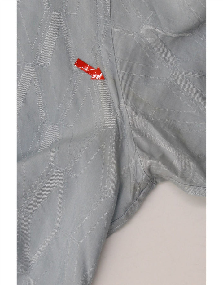 Versace Herren Kurzarmhemd Größe 40 15 3/4 Mittelblau geometrisch