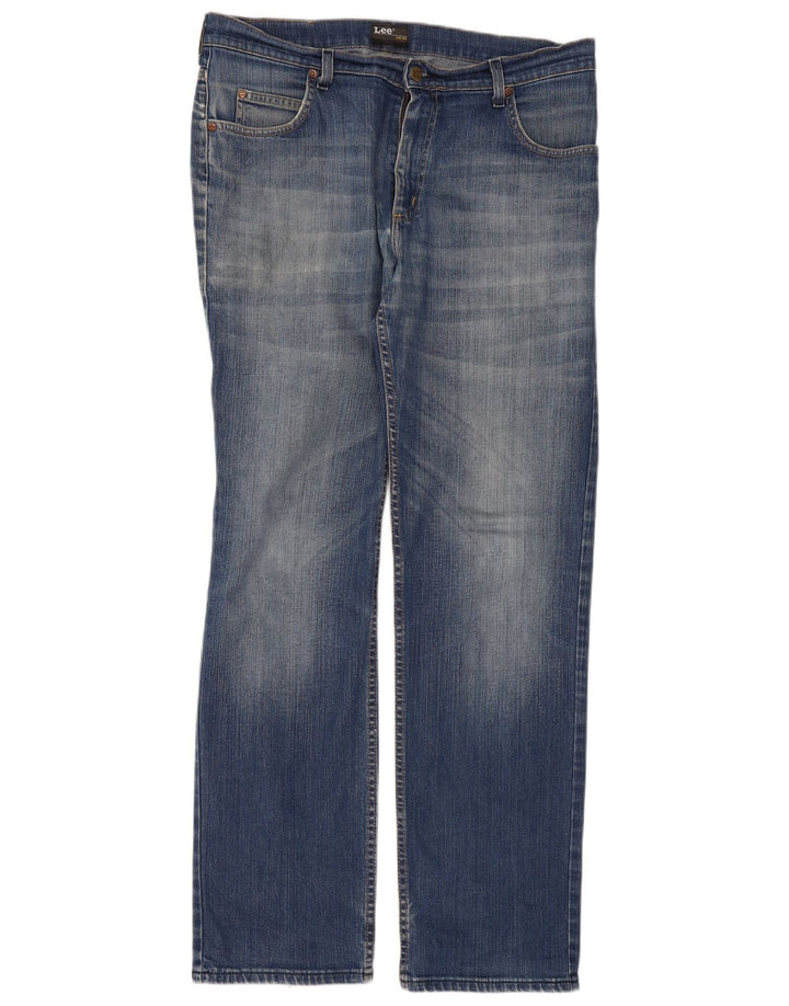 Lee Herren Brooklyn Straight Jeans W36 L34 Blaue Baumwolle