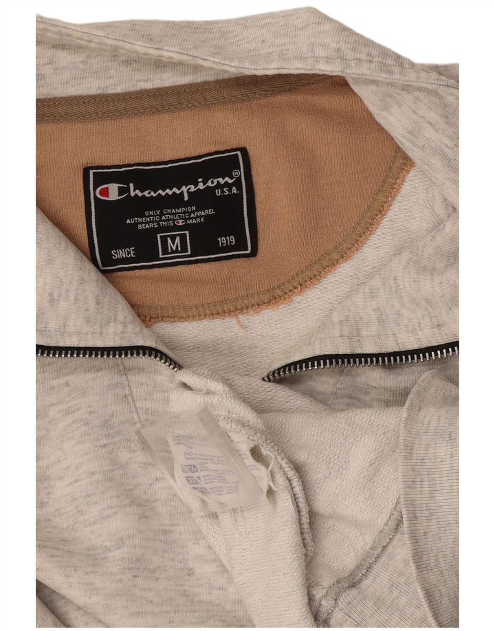 Champion Herren-Sweatshirt mit Reißverschluss am Hals, mittelgrau gesprenkelte Baumwolle