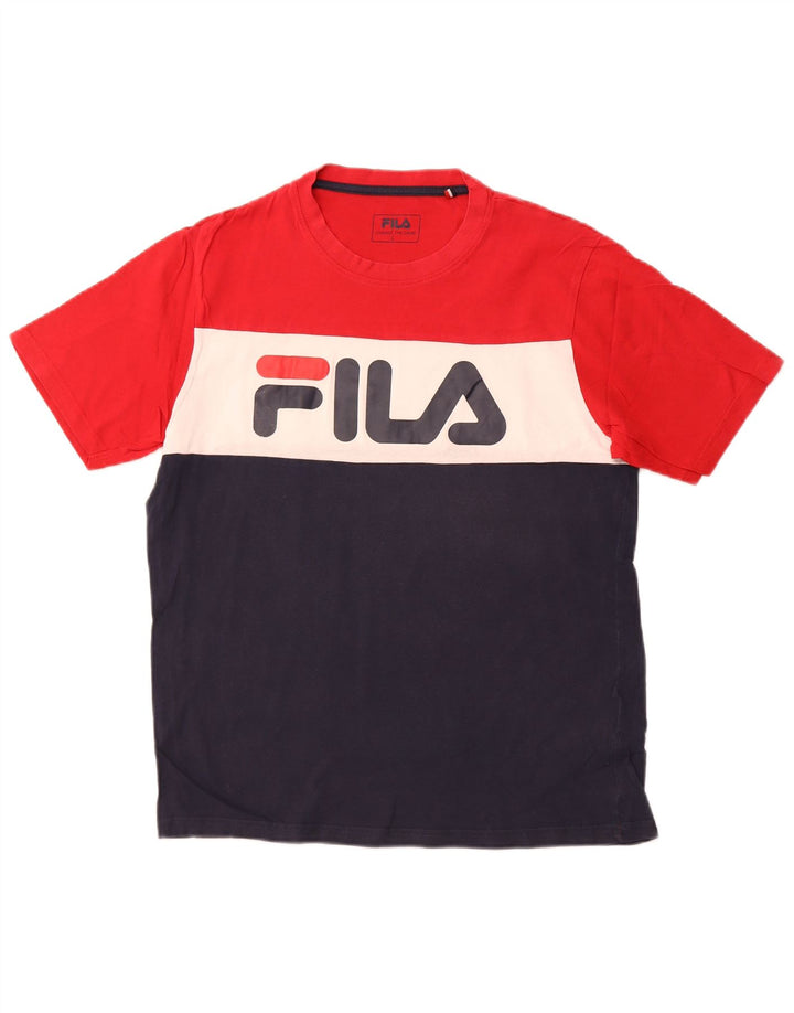 FILA Herren-T-Shirt mit Grafik, groß, mehrfarbig, Colourblock-Baumwolle