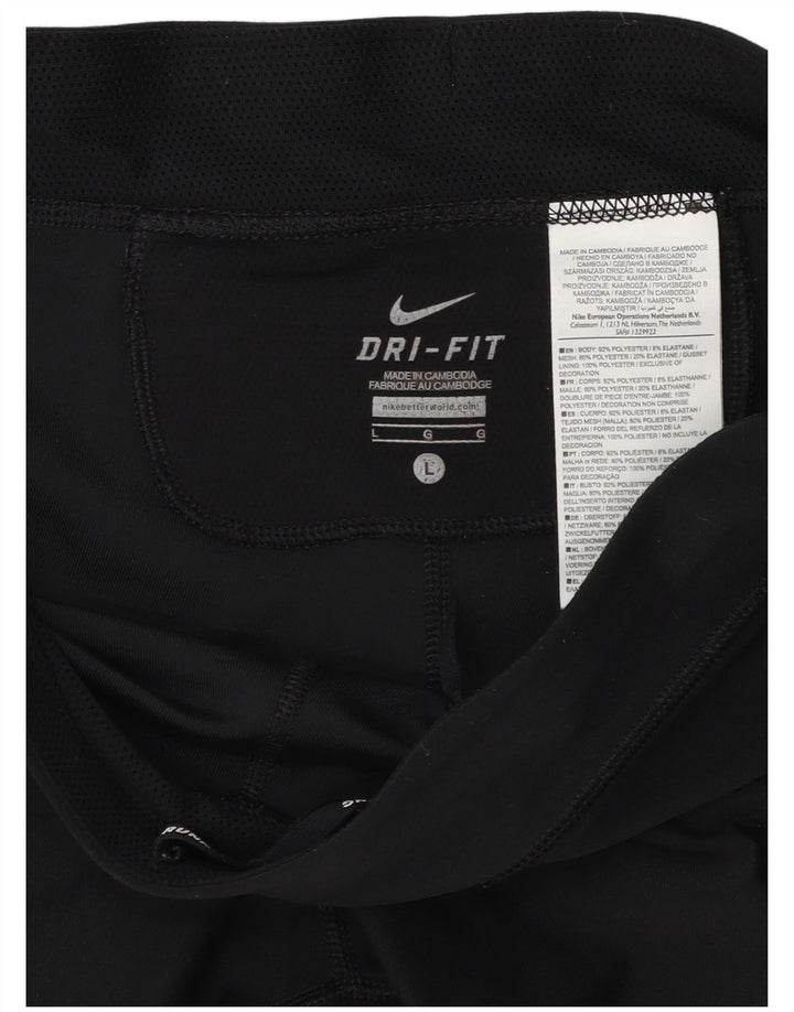 Nike Damen Dri Fit Capri Leggings UK 14 Large Schwarz Polyester
