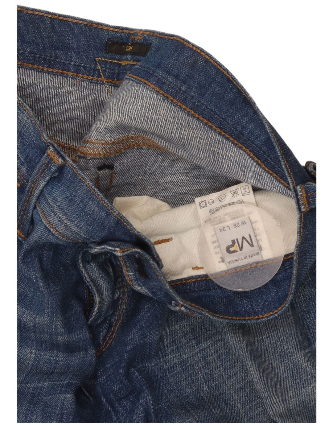 MELTIN' POT Damen Mesh Straight Jeans W26 L34 Blaue Baumwolle