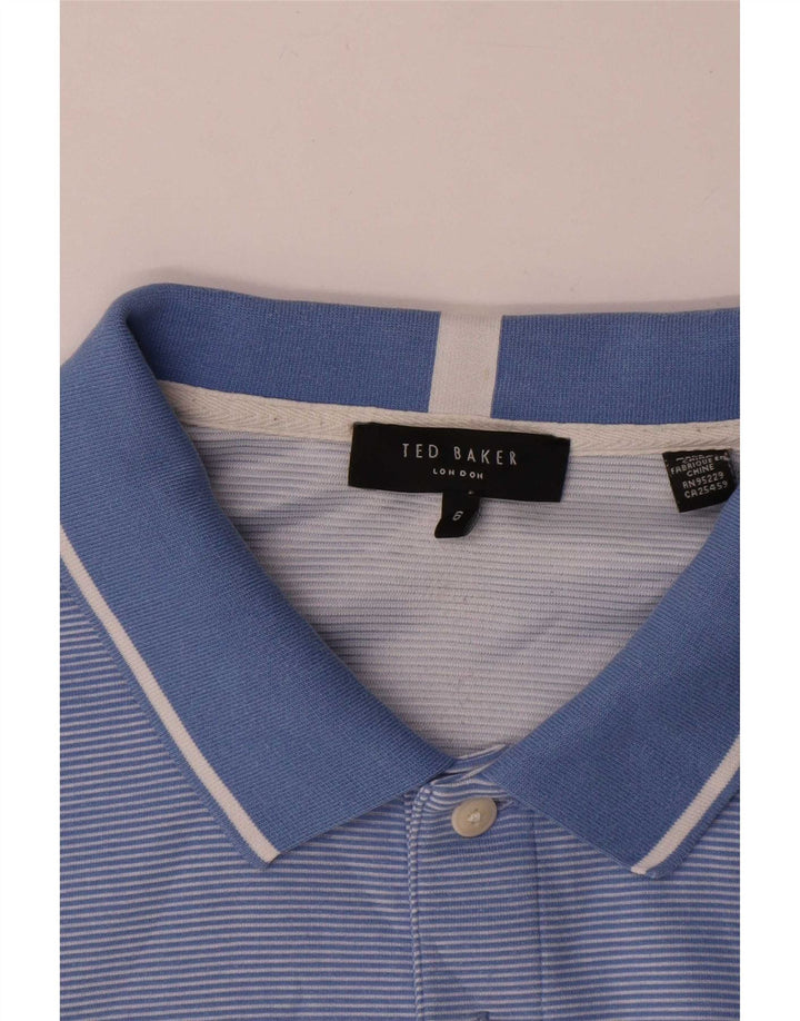 Ted Baker Herren-Poloshirt, Größe 6 2XL, blau gestreift, Polyester
