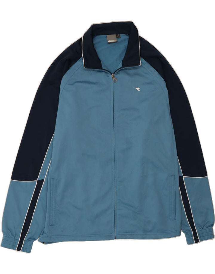 DIADORA Mens Tracksuit Top Jacket UK 48 2XL Blue Colourblock Polyester Vintage Diadora and Second-Hand Diadora from Messina Hembry 