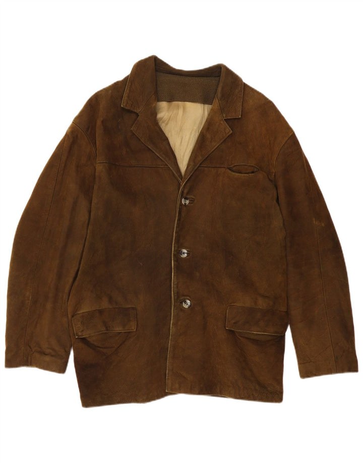 VINTAGE Herren Lederjacke UK 38 Medium Khaki Leder