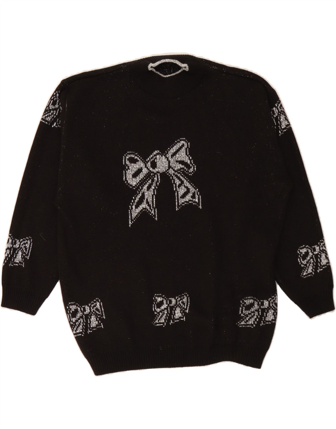 VINTAGE Womens Overshirt Turtle Neck Jumper Sweater UK 14 Medium Black Vintage Vintage and Second-Hand Vintage from Messina Hembry 