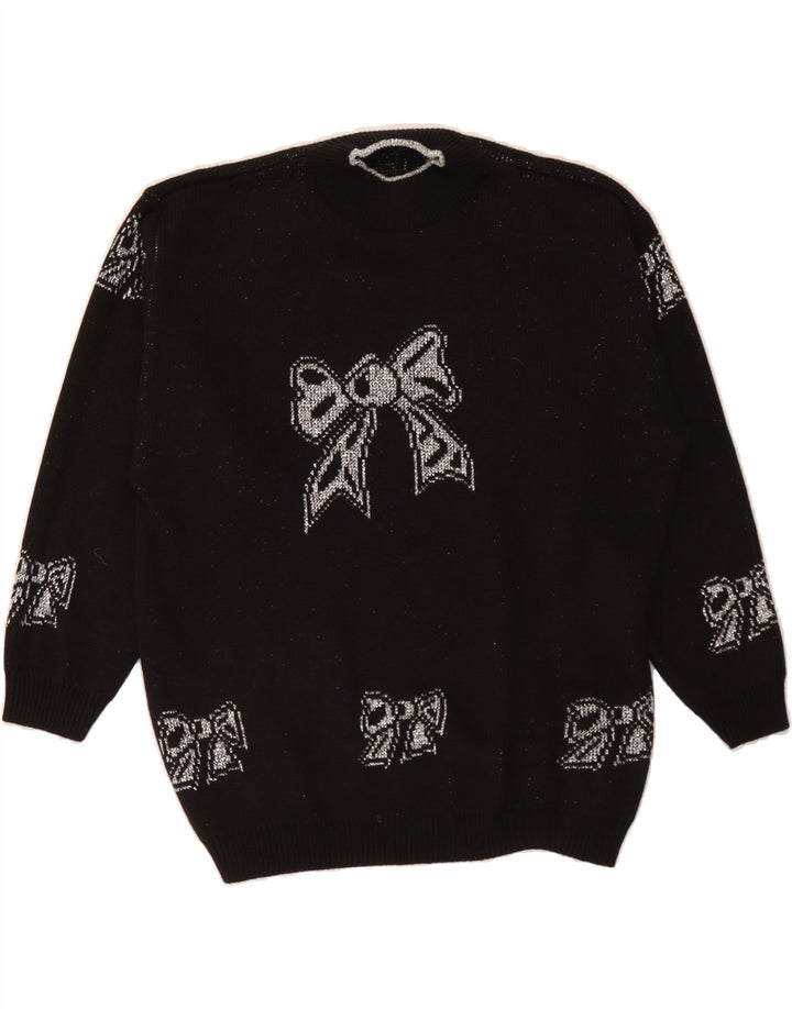 VINTAGE Womens Overshirt Turtle Neck Jumper Sweater UK 14 Medium Black Vintage Vintage and Second-Hand Vintage from Messina Hembry 