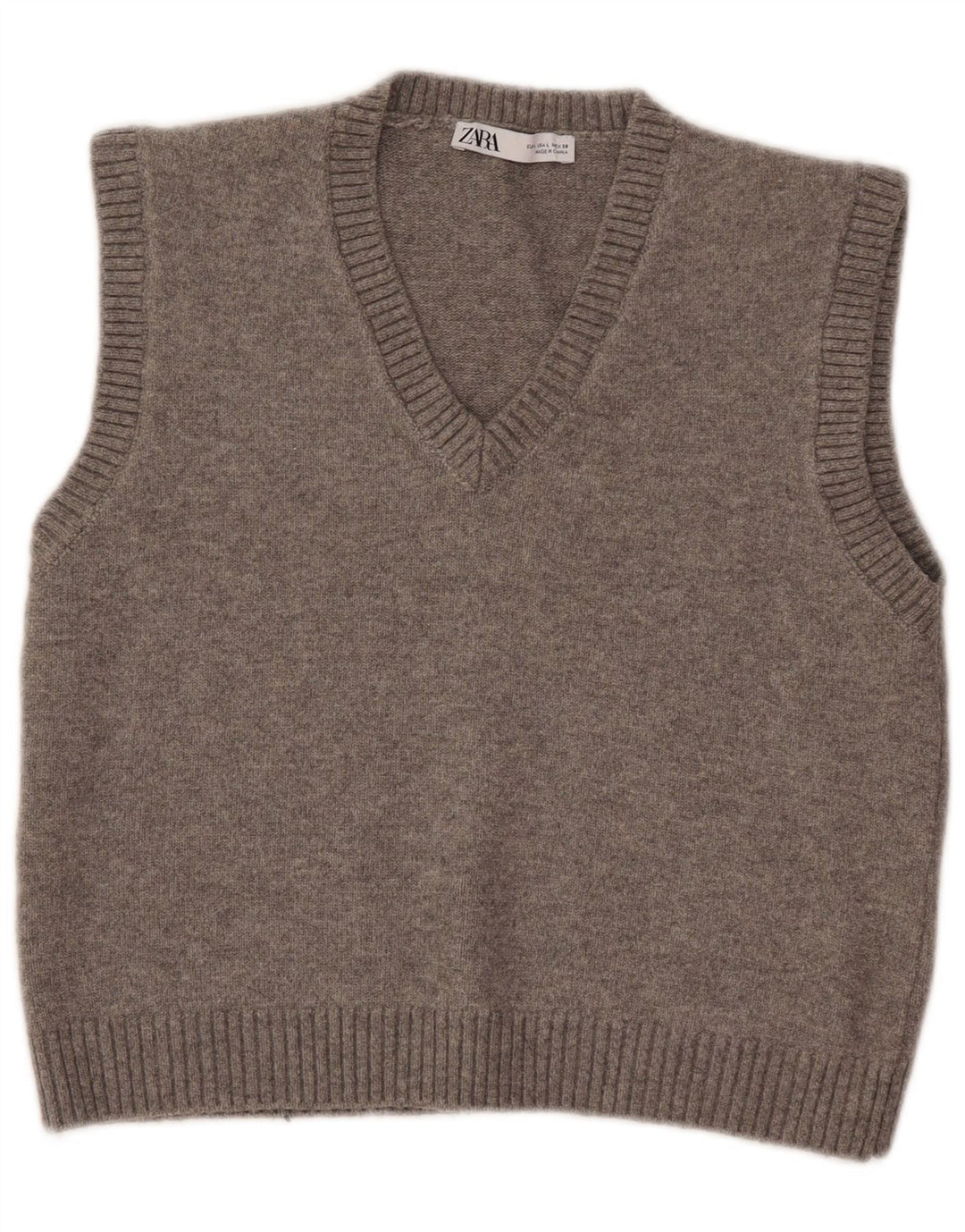 Zara Damen Crop Vest Tank Top UK 14 Large Grau Polyester