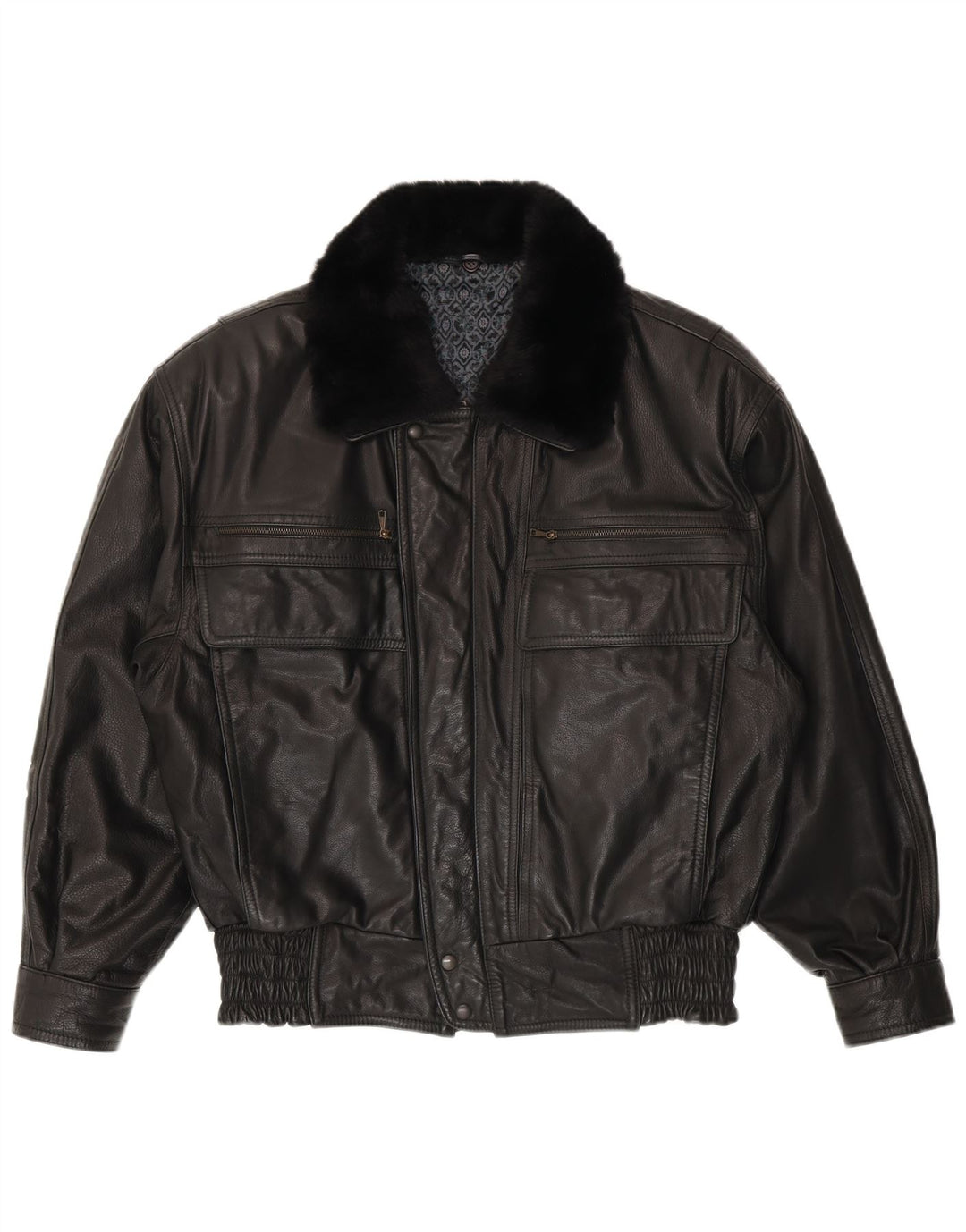 Vintage Herren Lederjacke IT 48 Mittelschwarzes Leder