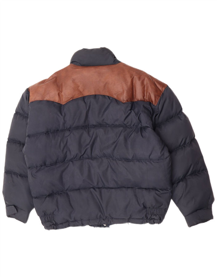 Gefütterte Herrenjacke von Rifle, UK 40, groß, marineblaues Colourblock-Polyamid