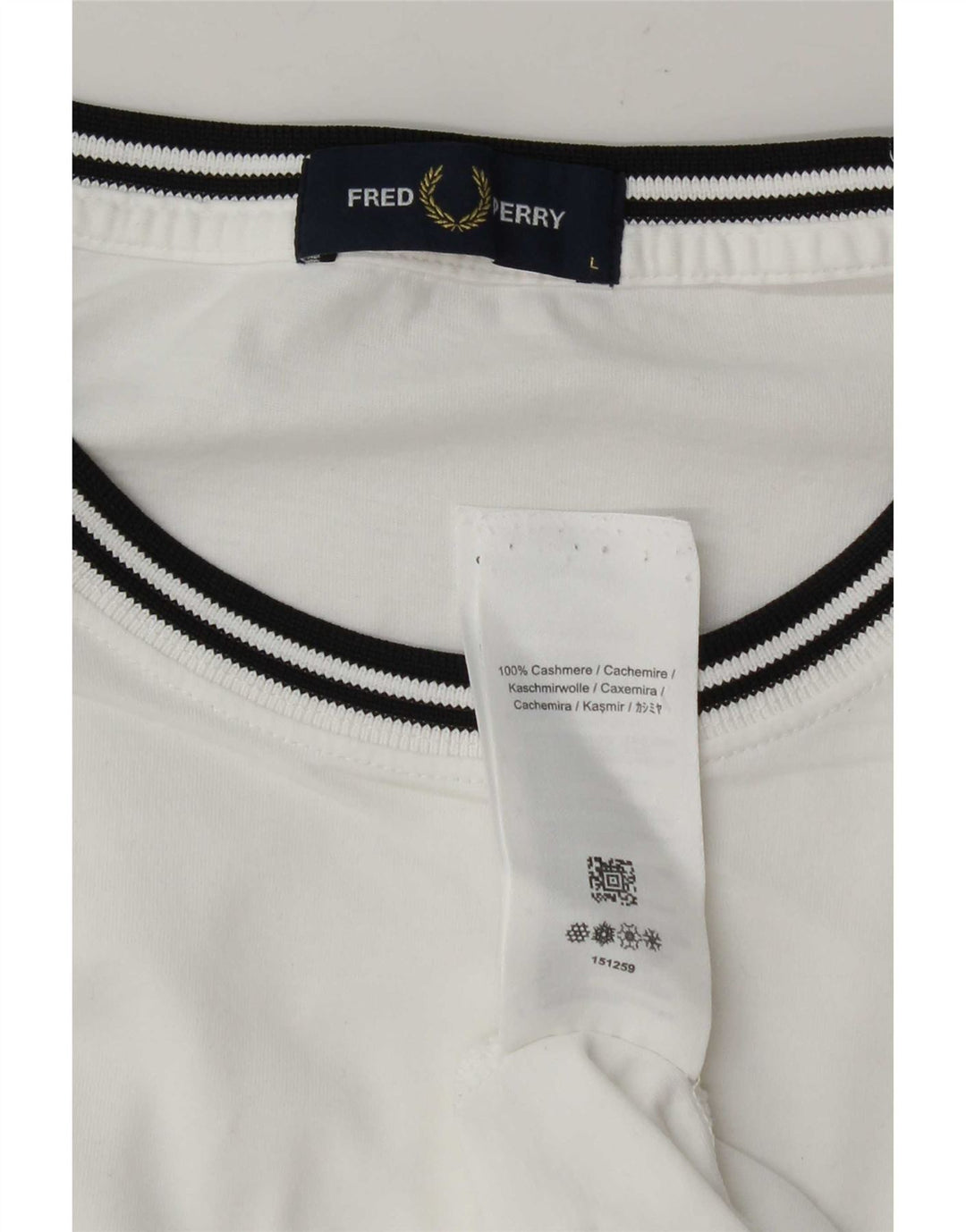 Fred Perry Herren-T-Shirt-Oberteil, großes, weiß gestreiftes Kaschmir