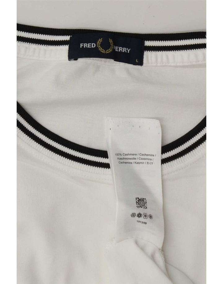 Fred Perry Herren-T-Shirt-Oberteil, großes, weiß gestreiftes Kaschmir