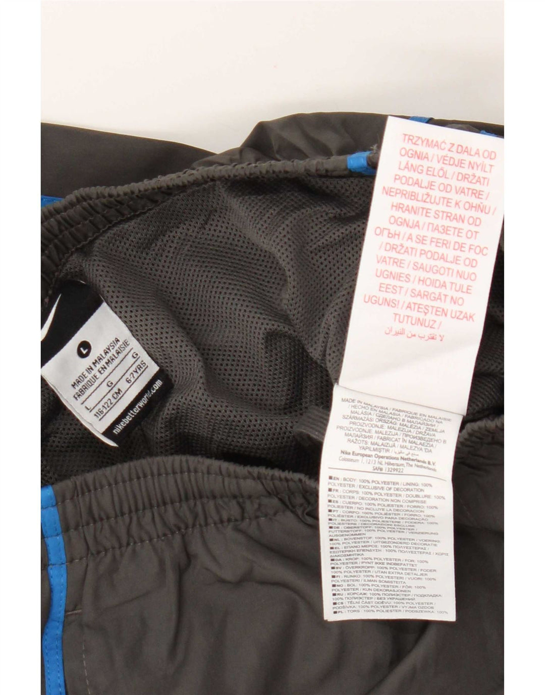 Nike Jungen-Trainingshose, Jogginghose, 6–7 Jahre, Größe L, Grau, Farbblock