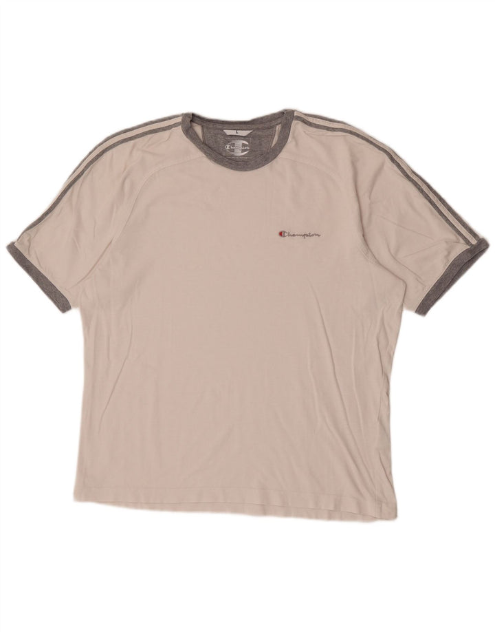 Champion Herren-T-Shirt-Oberteil, groß, weiß gestreift