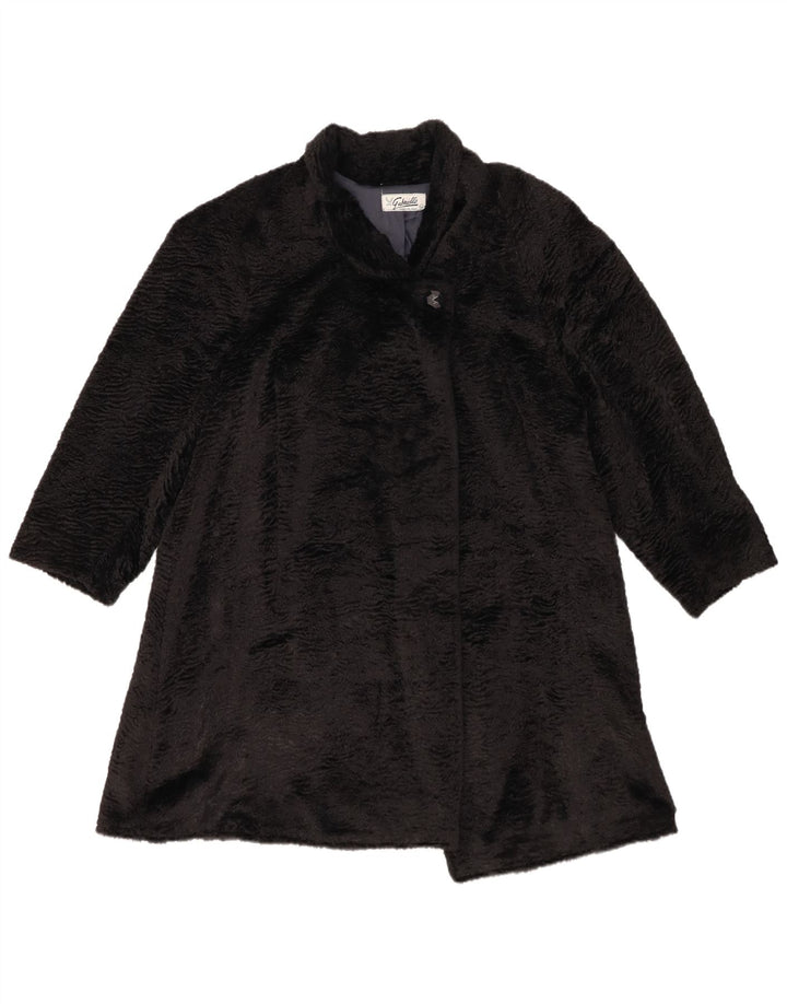 Damen Kunstpelzmantel IT 44 Medium Schwarz Synthetik