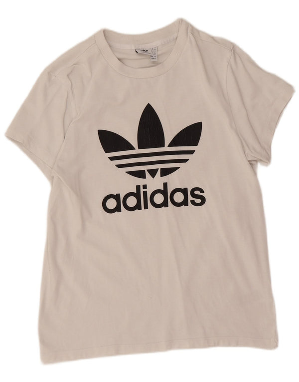 Adidas Damen Grafik T-Shirt Top UK 8 Small Weiße Baumwolle