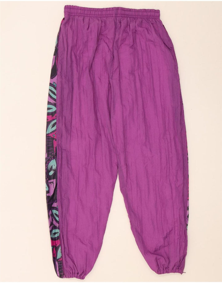 Vintage Damen Übergroßer Komplett-Trainingsanzug UK 16 Großes lila geometrisches Nylon