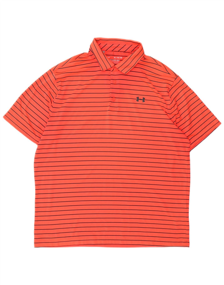 Under Armour Herren Poloshirt XL Orange gestreift Polyester