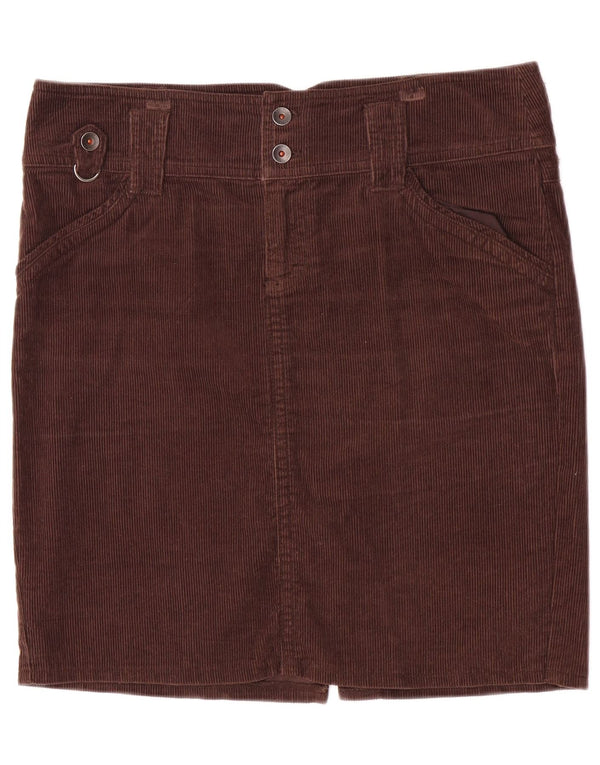Benetton Damen Cordrock IT 46 XL W34 Braune Baumwolle