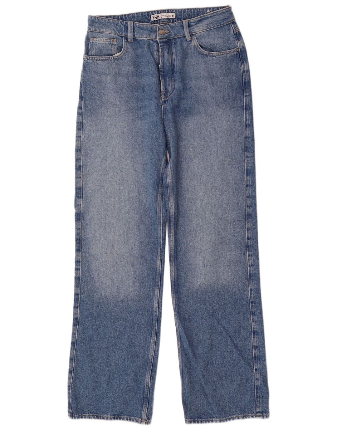 Zara Damen Straight Jeans EU 40 Medium W30 L32 Blau