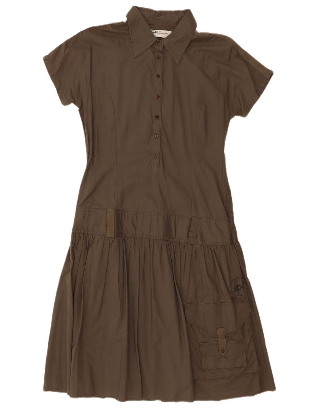 Lee Damen Cargo-A-Linien-Kleid, UK 14, mittlere Khaki-Baumwolle