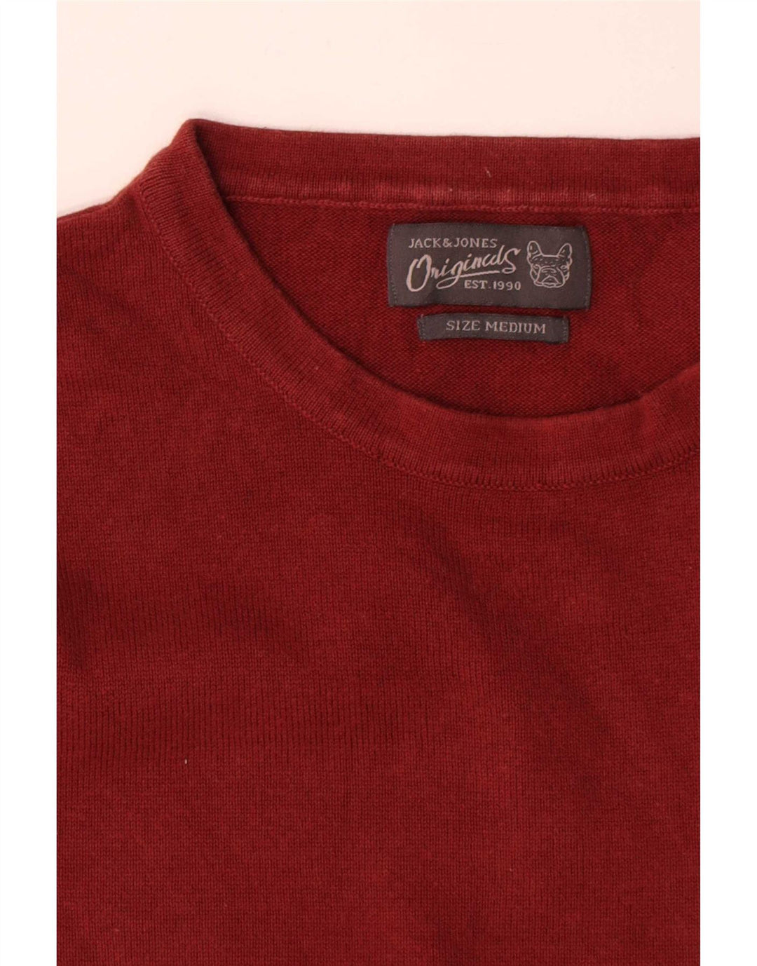 Jack & Jones Herren-Pullover mit Rundhalsausschnitt, mittelrote Baumwolle
