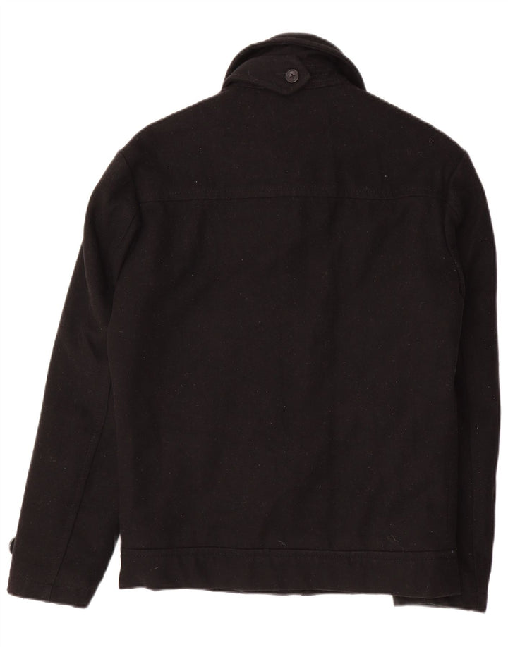 ENERGIE Herren Pea Coat UK 36 Small Schwarze Wolle