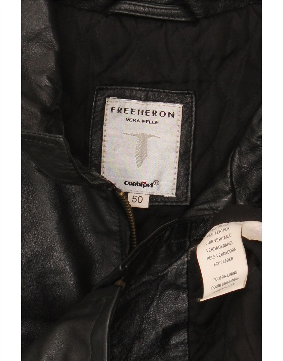 CONBIPEL Herren Free Heron Lederjacke IT 50 Großes schwarzes Leder